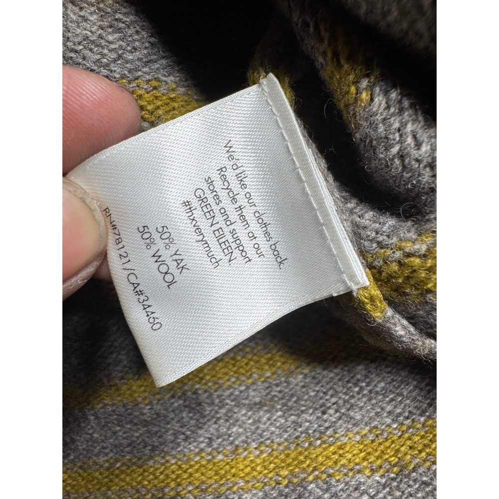 Eileen Fisher Yak Wool Striped Sweater Grey Green Boat Neck M - Picture 5 of 10